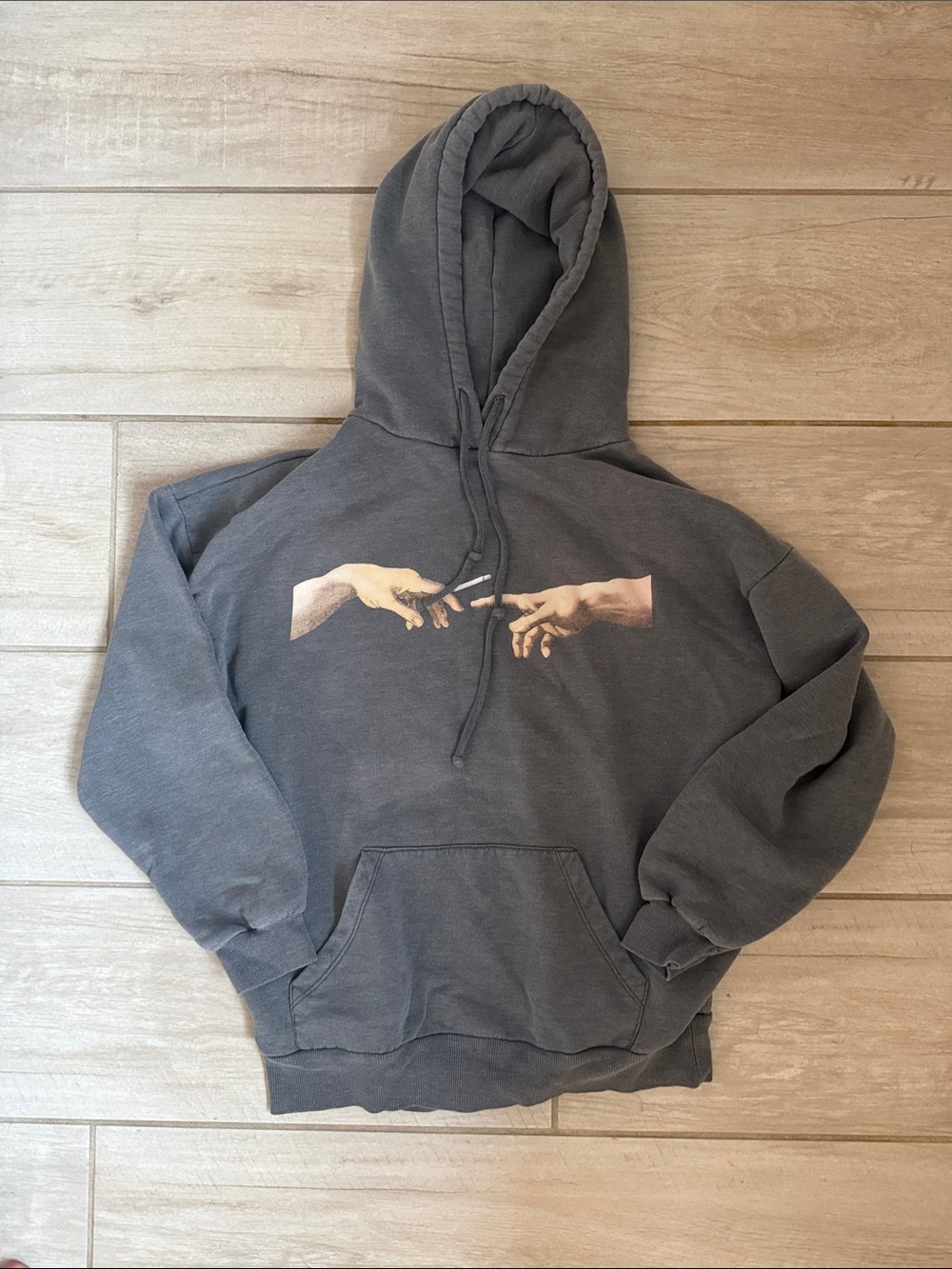 Charcoal Graphic Hoodie Sweatshirt with Artistic Hands